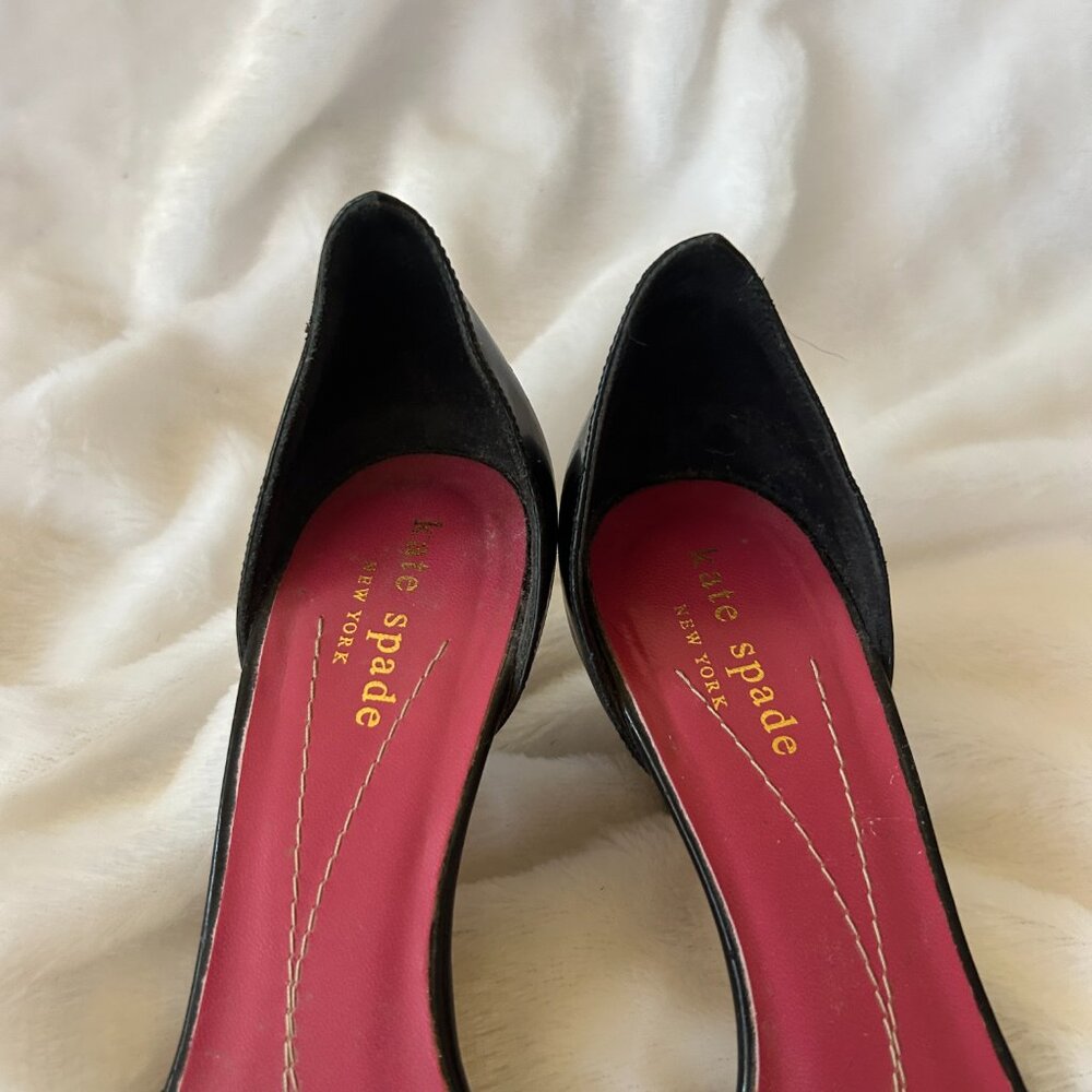 Kate Spade Black Patent Leather Heels Womens 6 Open Toe VTG Made in Italy - Picture 3 of 9